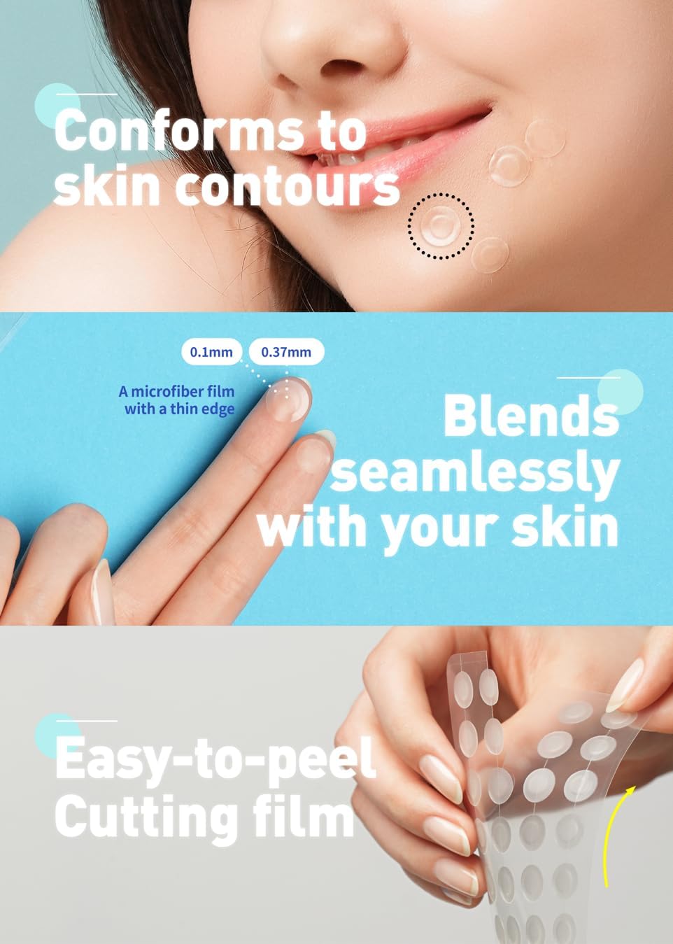 Korea Skincare Hydrocolloid Acne Pimple Blemishes Skin Trouble Spot Patch for Healing and Protecting 102 count 2size