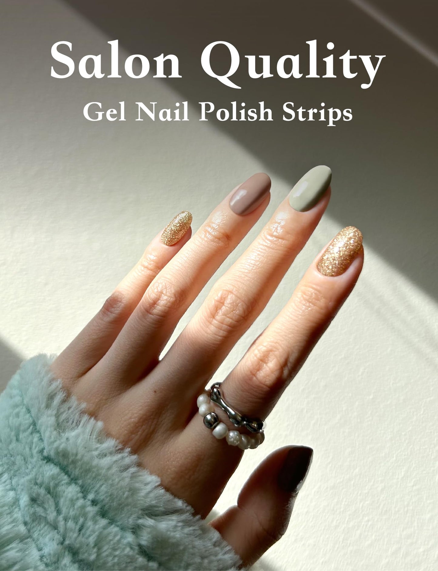 gel nail strip stickers autumn Brown golden