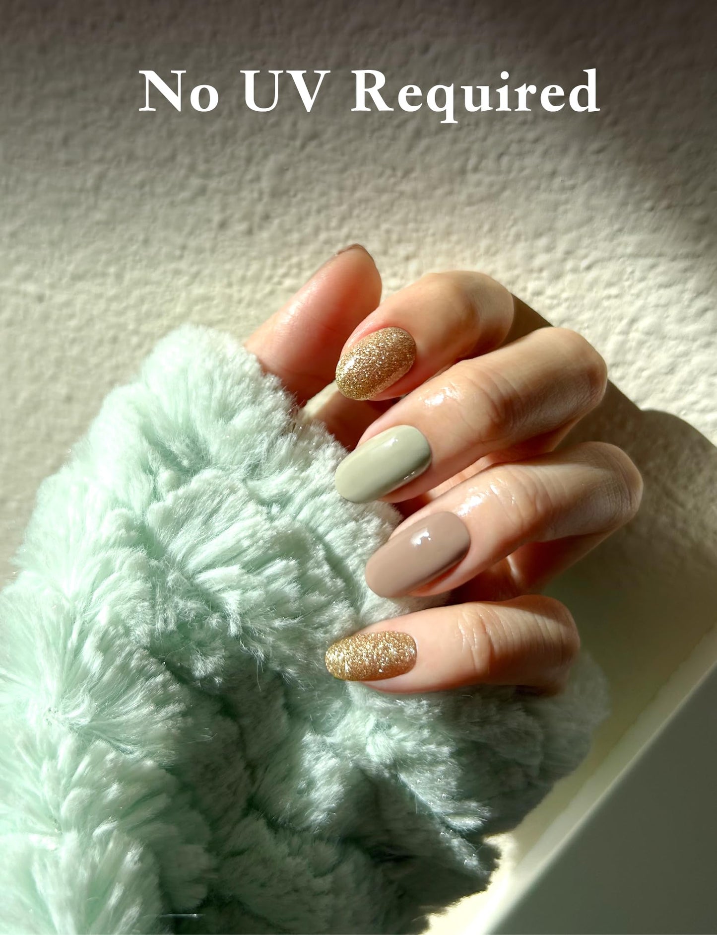 gel nail strip stickers autumn Brown golden