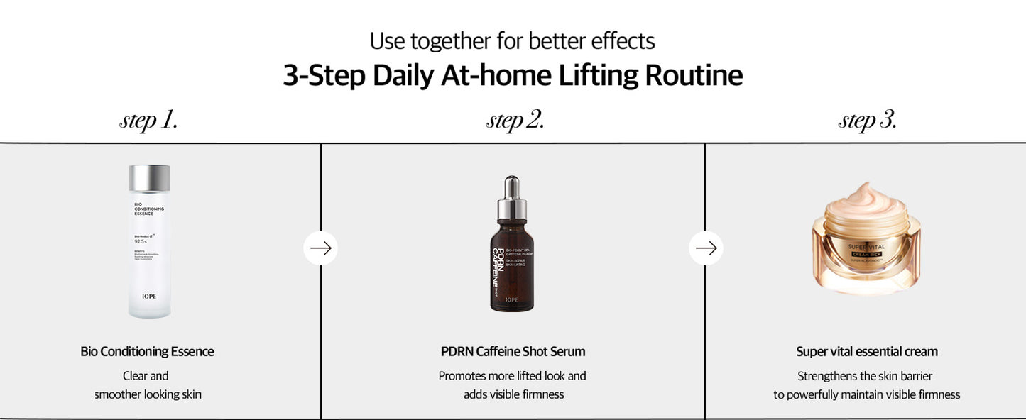Korea Skincare for Anti aging over 40s 50s+ BIO-PDRN Caffeine Shot Serum for Plumping Skin Intense Lifting and Firming