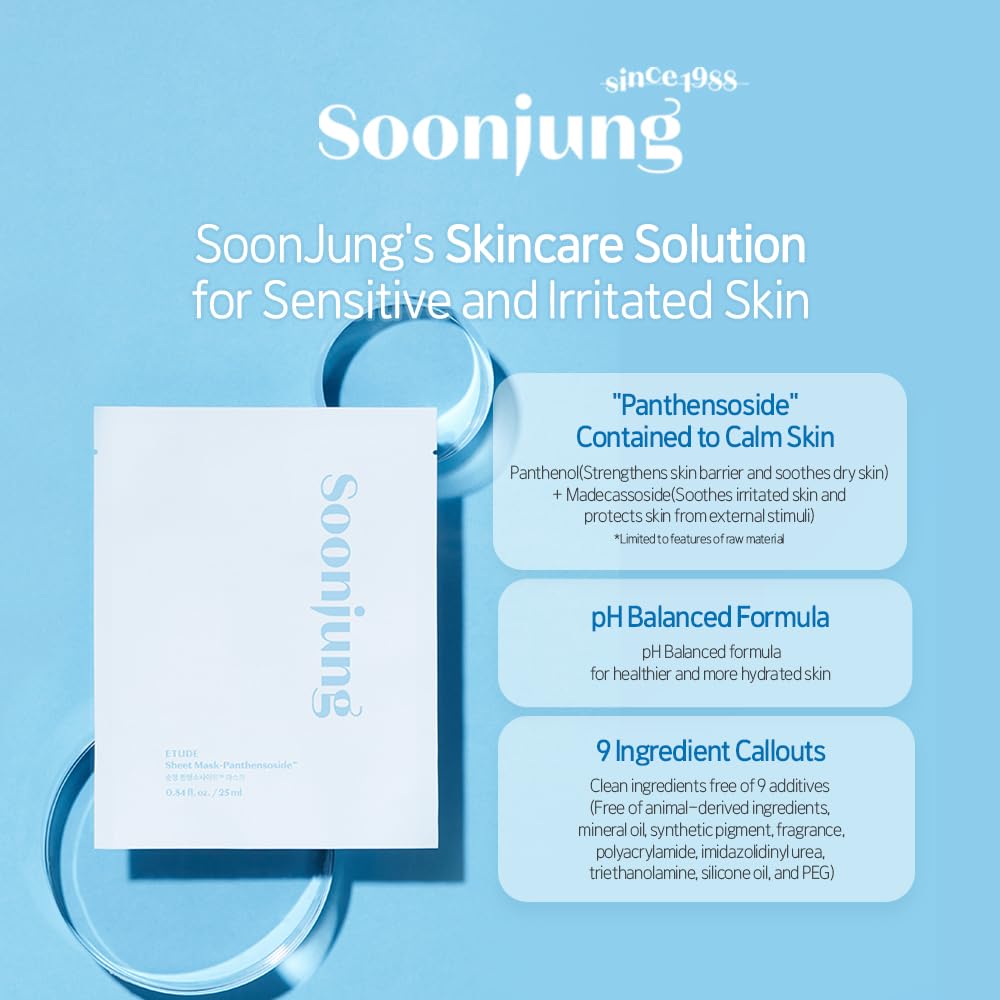 Korea Skincare Face Mask Sheet 10pcs Pack Panthensoside for Deep Moisture and PH balance of skin 