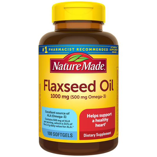 Supplement omega3 for Heart, Skin, Women Health Support. Plant Based Vegetarian Flaxseed Oil Fish Free