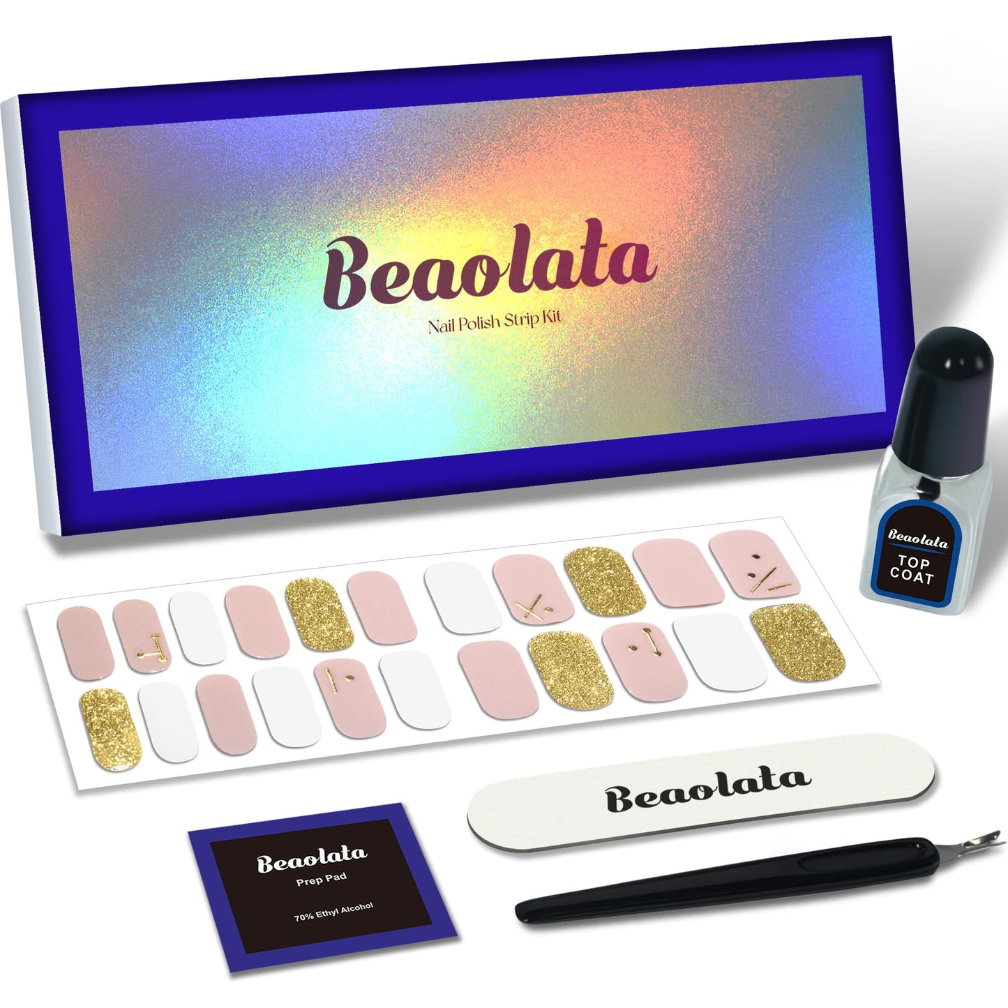 gel nail strip stickers sailing on pink and gold