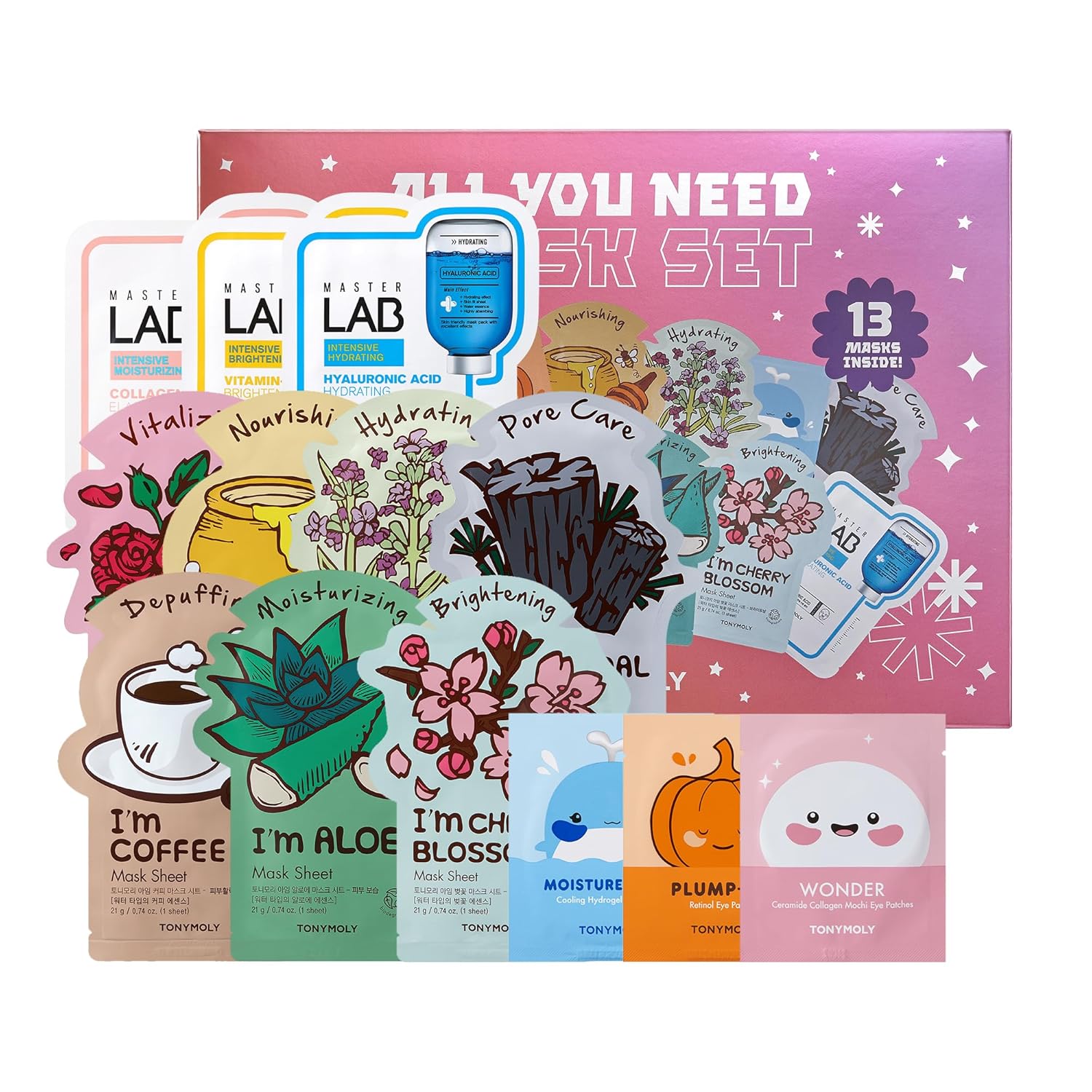 Korea Skincare Face Mask Gift Set for Hydrate Refresh Variety 13 pack for teens 20s