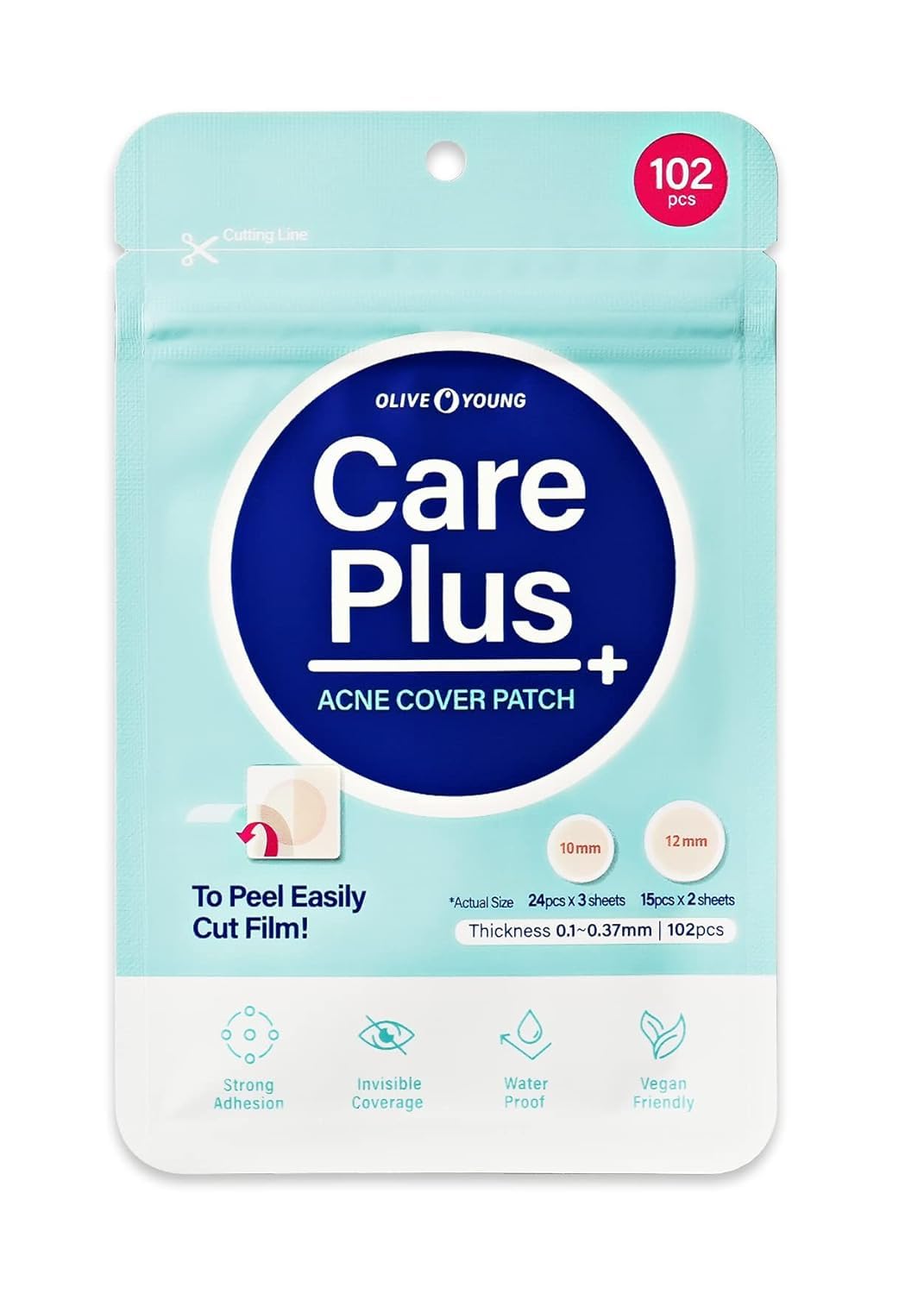 Korea Skincare Hydrocolloid Acne Pimple Blemishes Skin Trouble Spot Patch for Healing and Protecting 102 count 2size