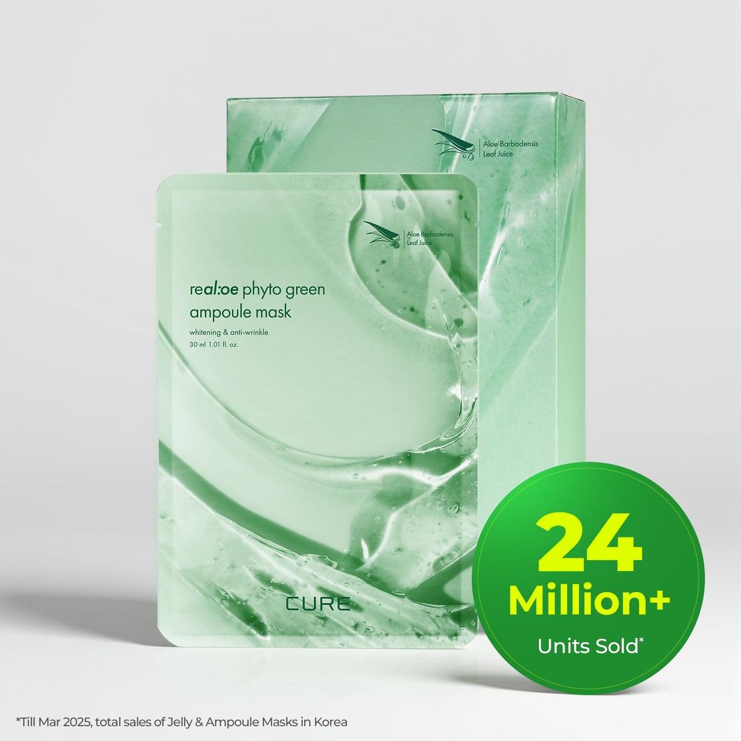 CURE Real Aloe Phyto Green Ampoule Mask 10pcs